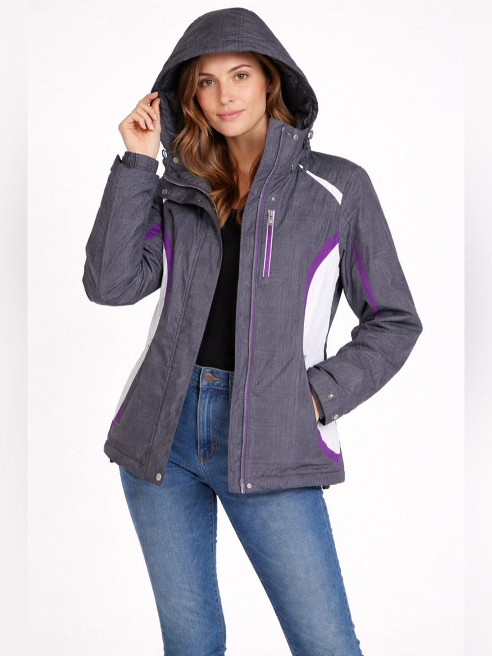 ZeroXposur Gray & Purple Women’s Ski Jacket | Size Small | Warm Winter Coat
